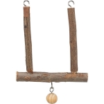 Swinging trapeze with boll, bark wood, 12 × 15 cm
