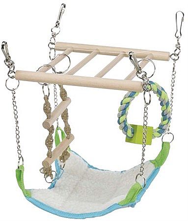 0926be0a111c478236c1b4d005d9ff4ea4fbc77b Suspension bridge, hammock/toy, hamster, wood/rope, 17 × 22 × 15 cm – Obrázok 1