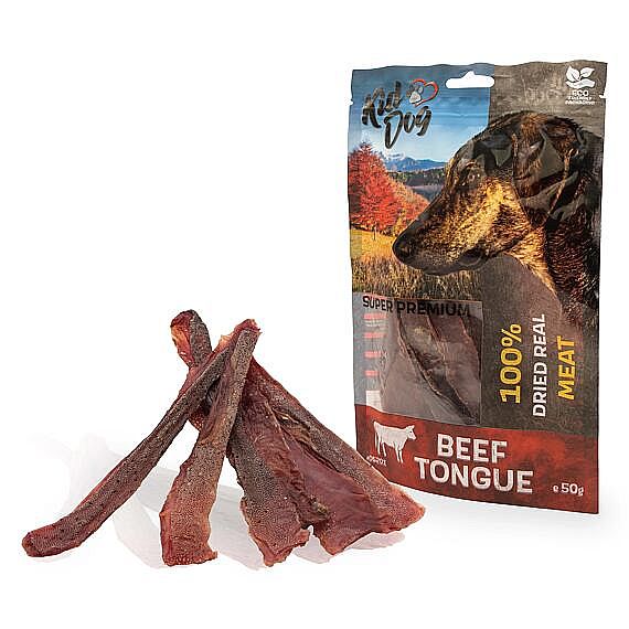 0e9d3b324c26fce4f915edbb2537f29810b57309 KD SUPER PREMIUM 100% hovädzí jazyk tenké plátky 50g – Obrázok 1