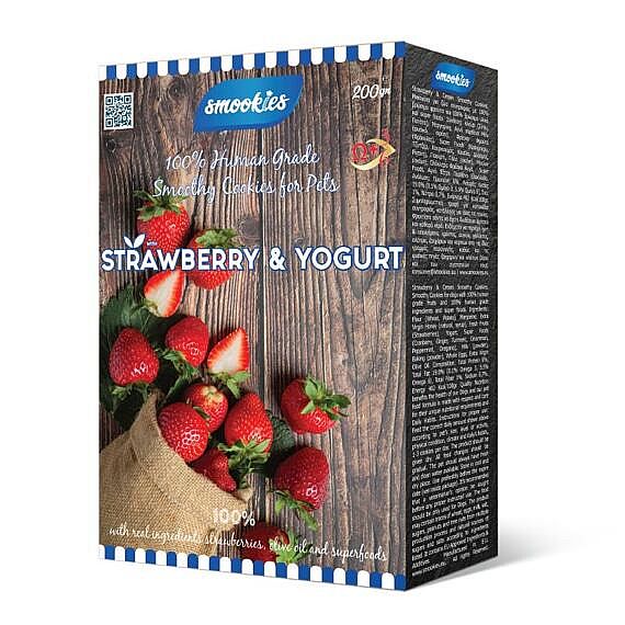 141d1ec3d3458513c9a872bb03b47f453607af01 SMOOKIES Premium STRAWBERRY 200g - jahodové sušienky 100% human grade – Obrázok 1