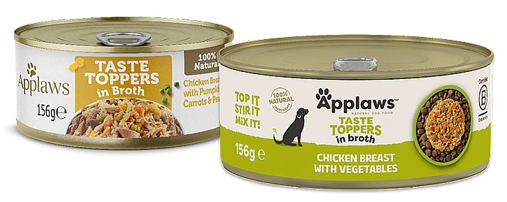 17643b95f99fcd5d122ee9d37dd11203166f86f8 Konzerva APPLAWS Dog taste toppers Chicken with vegetalbes in Broth 156g – Obrázok 1