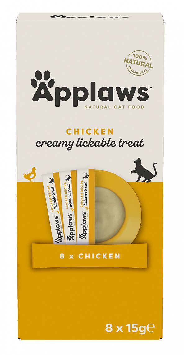 2a87a8f087edd9f987905b35169ca4b869daad45 Pochúťka APPLAWS Cat Treat chicken puree 8x15g – Obrázok 1