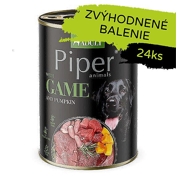 3c63d10f04d041fba7216cc5588bcdca20689fa8 PIPER konzerva pre psov so zverinou a tekvicou 24×400g – Obrázok 1