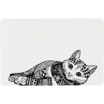 Place mat cat, 44 × 28 cm, white/black