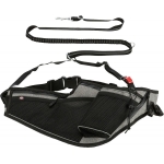 Jogging belt with leash, belt: 70–130 cm/23 cm,  leash: 1.15–1.50 m/20 mm, grey/