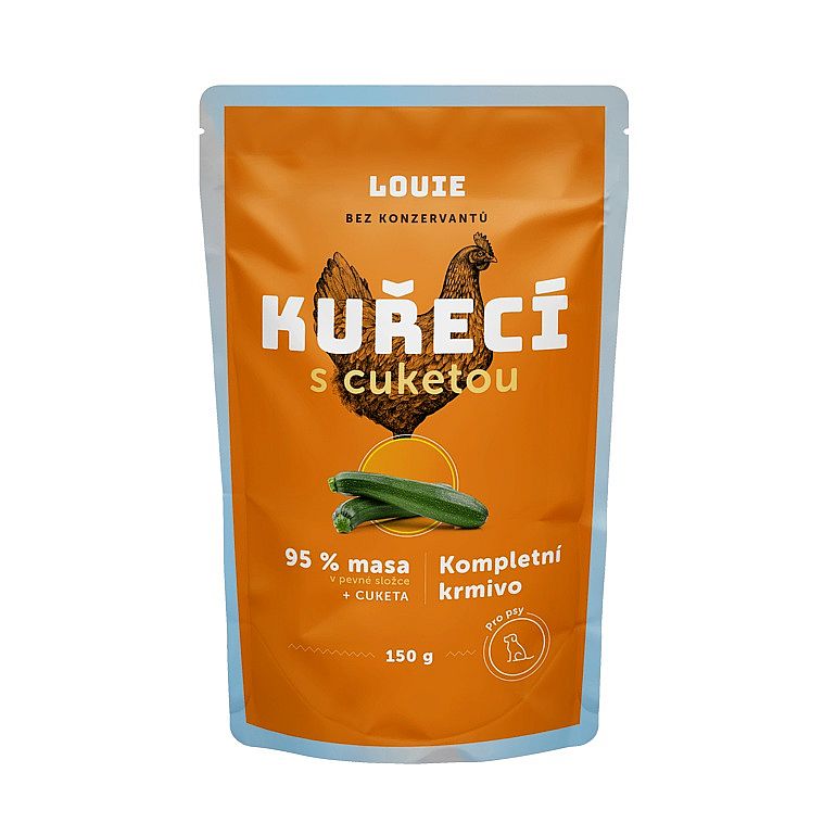 50c66e711cd09c9d98119c19a28a7f2aac9a8748 Kapsička LOUIE kuracie s cuketou 150g pre psov – Obrázok 1