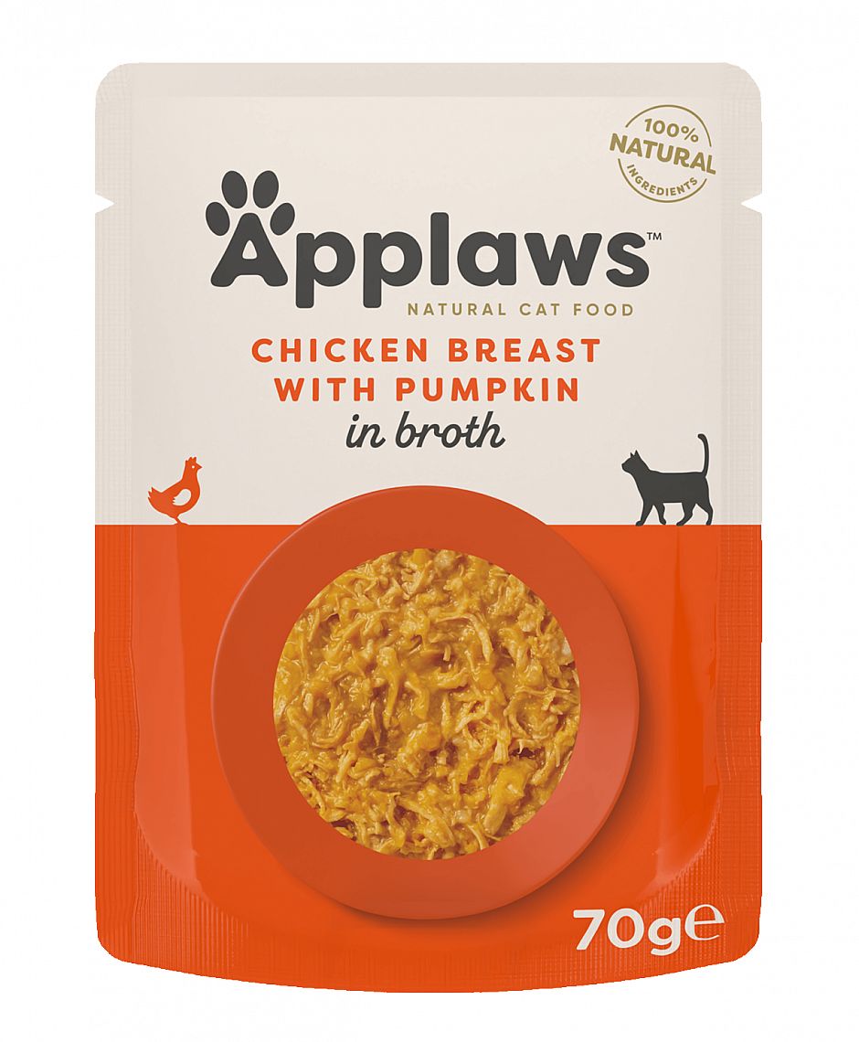 5454124506617efdd9f8cdb969f22098d123d60b Kapsička APPLAWS Cat Chicken Breast with Pumpkin in Broth 70g – Obrázok 1