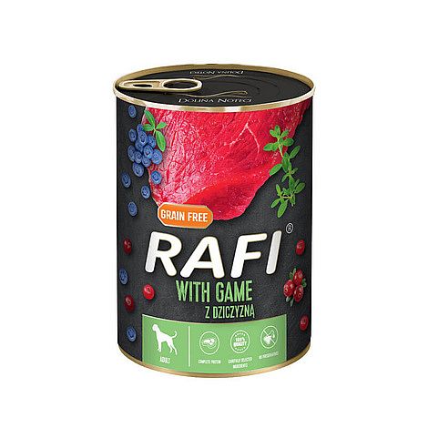 572816649504795fa109146a57e27d63dd7b118d RAFI Grain Free konzerva pre psy s divinou 400 g – Obrázok 1