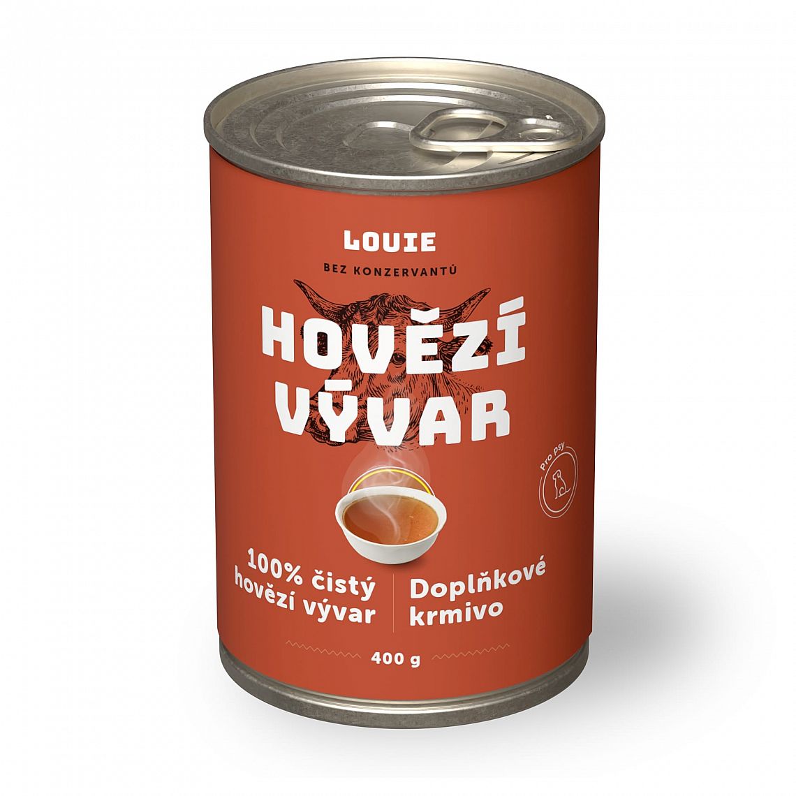 6554a697e30ea2d0bbc5aa88524f0b9cda3c2da2 Konzerva LOUIE hovädzí vývar 400g pre psov – Obrázok 1