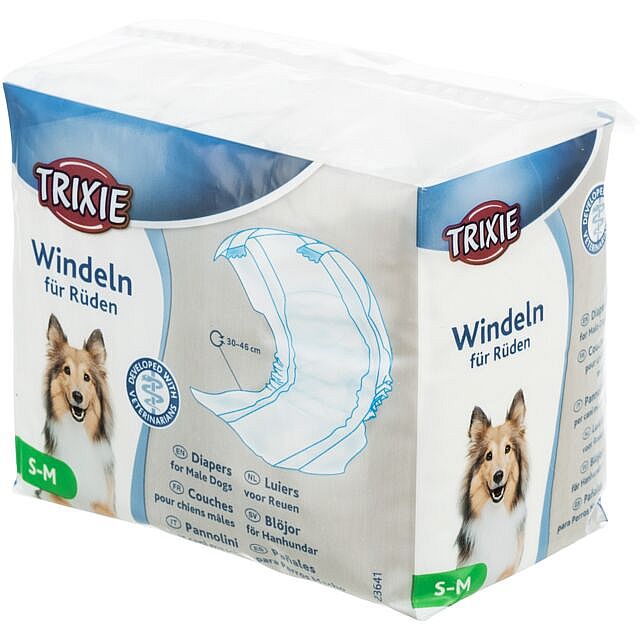 66adaa4ca06aa66be32bd487cb245f990a476c97 Diapers for male dogs, S–M: 30–46 cm, 12 pcs. – Obrázok 1