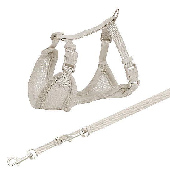 719ebac774f90a93a074b202bb7f56c50154827f Junior puppy soft harness with leash, S–M: 26–34 cm/10 mm, 2.00 m, light grey – Obrázok 1