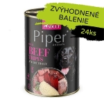 PIPER konzerva pre psov s hovädzími držkami a červenou repou 24×400g