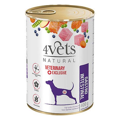 86fa06780f4a7553b88fcdb9353941c834bfac9d 4Vets Dog Gastro Intestinal konzerva pre psy 400 g – Obrázok 1