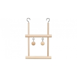 Swinging trapeze, double, with bell, wood, 12 × 20 cm