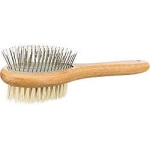 Brush, double-sided, bamboo/natural &wire bristles, 5 × 19 cm