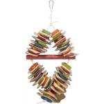 Toy on a sisal rope with cardboard, wood, coloured, 18 × 35 cm, multi coloured