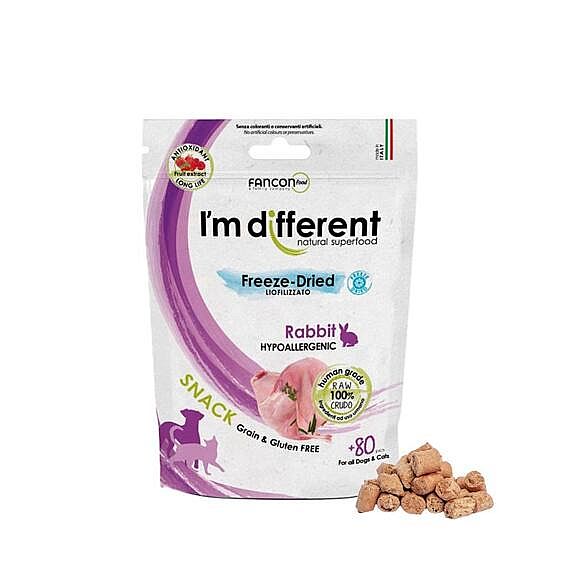 93345d554269efdd1b830ce09a917454f54cb869 I´M DIFFERENT SNACK králik - mrazom sušená maškrta, 40 g – Obrázok 1