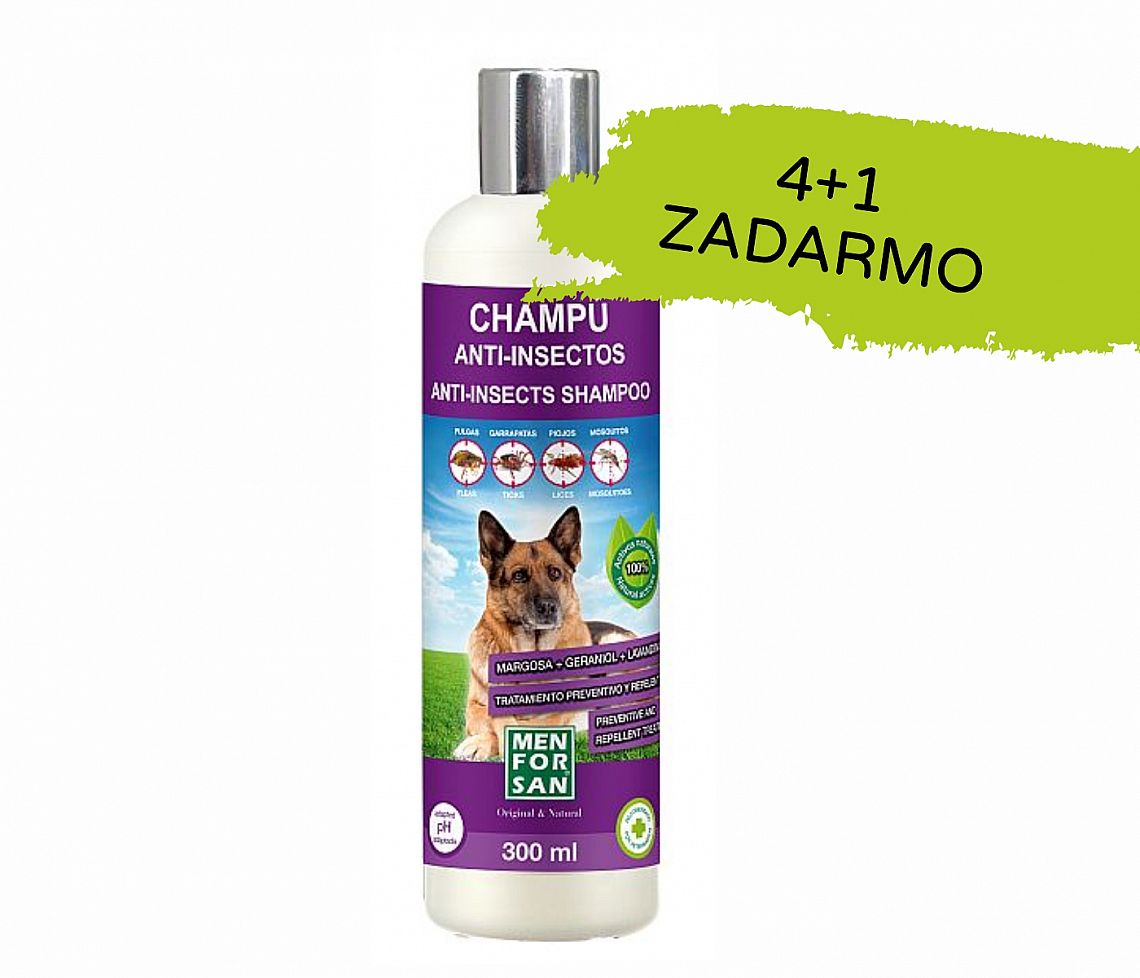 962ab7fc20b4dff55b076f5bfac45da220a1d7f8 Šampón na psov antiparazitný 300ml 4+1 ZDARMA – Obrázok 1