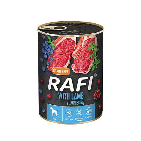 9b3c2e8b62f18b52b1feacde7447d179ef2cf051 RAFI Grain Free konzerva pre psy s jahňacím mäsom 400 g – Obrázok 1