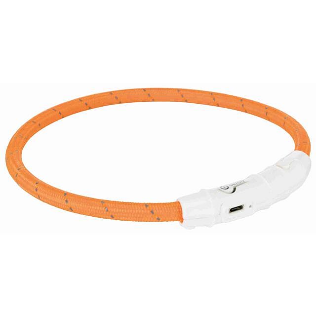 9f89ea27b5be824082641b47d9300aedcc8f176f Flash light band USB, TPU/nylon, L–XL: 65 cm/ø 7 mm, orange – Obrázok 1