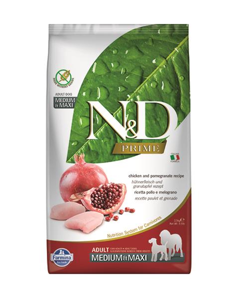 OBC007255-1566888927 Farmina N&D dog PRIME (GF) adult medium & maxi, chicken & pomegranate 2,5 kg – Obrázok 1