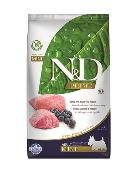 OBC008482-1566889330 Farmina N&D dog PRIME (GF) adult mini, lamb & blueberry 2,5 kg – Obrázok 1