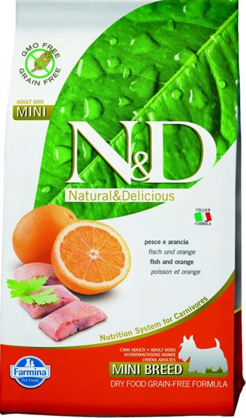 OBC008486-1411489517 Farmina N&D dog GF adult mini, fish & orange 7 kg – Obrázok 1