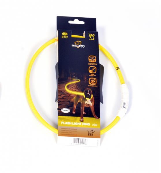 OBC013991-1480929574 Obojok DUVO+ LED Svietiaci dog žltý nylonový 35 cm – Obrázok 1