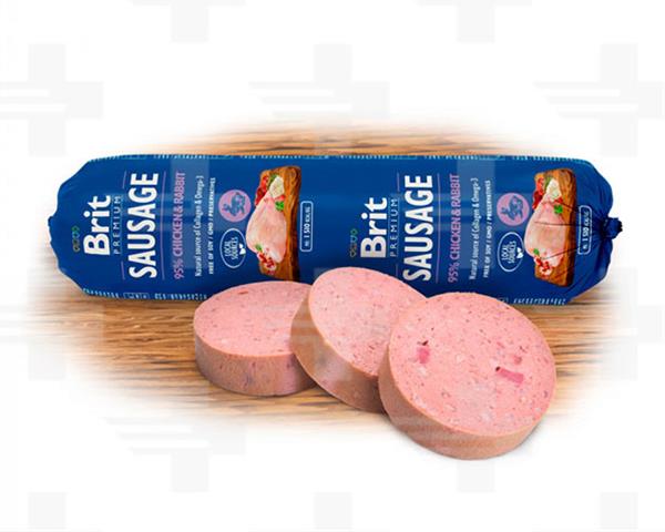 OBC016799-1531729637 Saláma BRIT dog Chicken & Rabbit 800 g – Obrázok 1