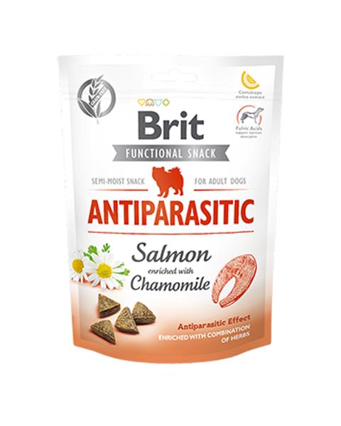 OBC018566-1565616069 Pamlsok Brit Care Dog Functional Snack Antiparasitic Salmon 150 g – Obrázok 1