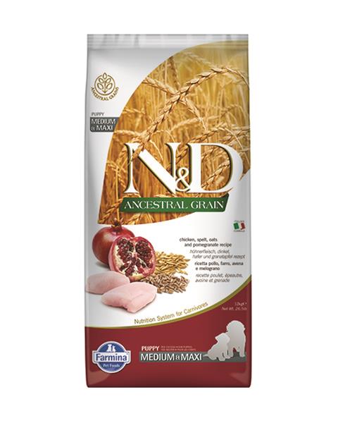 OBC018851-1575879752 Farmina N&D dog AG puppy medium & maxi, chicken, spelt, oats & pomegranate 12 kg – Obrázok 1
