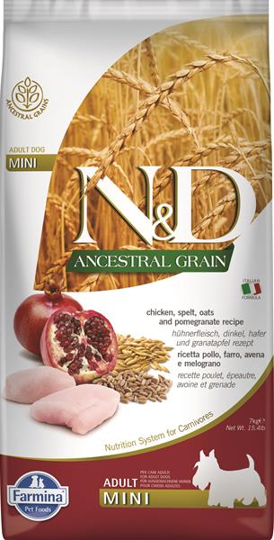 OBC019001-1579098376 Farmina N&D dog AG adult mini, chicken, spelt, oats & pomegranate 7 kg – Obrázok 1