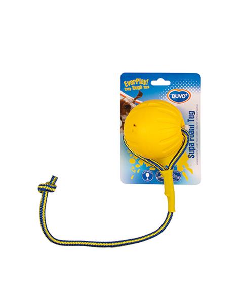 OBC020445-1616398739 Hračka DUVO+ lopta plávajúca s lanom, žltá, priemer 10x49 cm – Obrázok 1