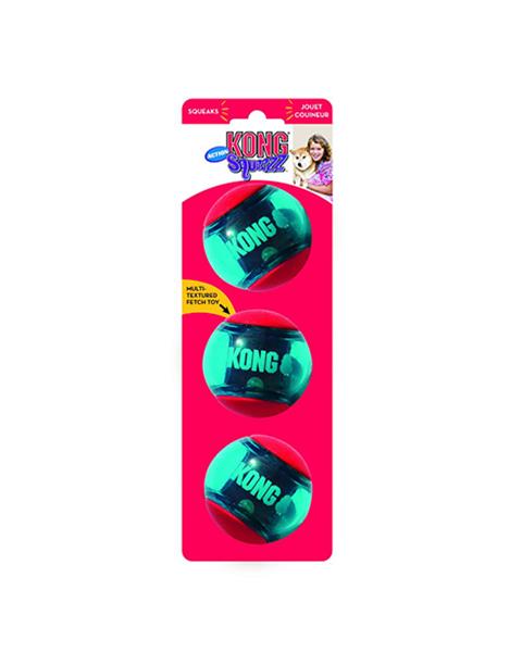 OBC021466-1635229426 Hračka Kong Dog Squeezz Action Lopta s pískatkom, guma termoplastická, S (3ks/bal.) – Obrázok 1