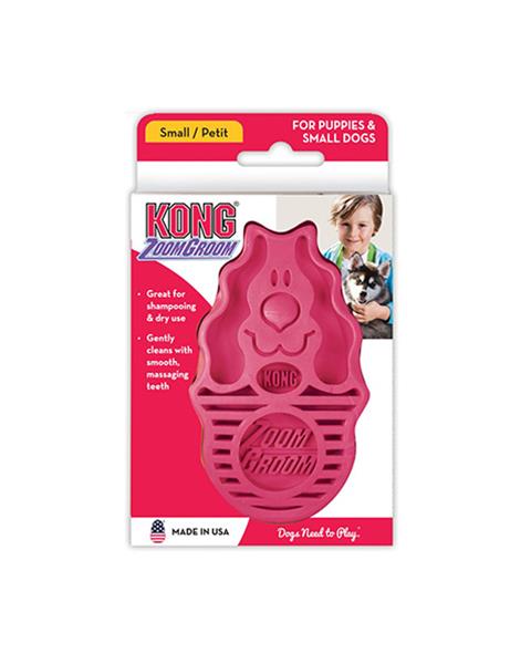 OBC021470-1635229504 Hrebeň Kong gumový ZoomGroom ružový L - 11,5 × 7 × 2,5 cm – Obrázok 1