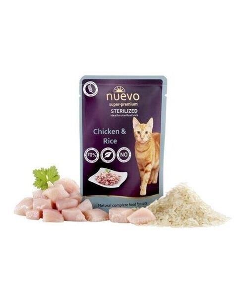 OBC021949-1653648912 NUEVO cat Sterilized Chicken with Rice bal. 16 x 85 g kapsičky – Obrázok 1