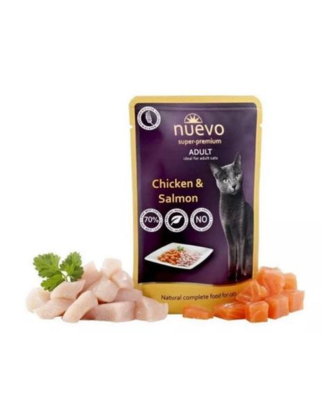OBC021954-1679674722 NUEVO cat Adult Chicken & Salmon bal. 16 x 85 g kapsičky – Obrázok 1