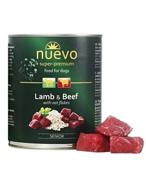 OBC021975-1655207565 NUEVO dog Senior Lamb & Oat Flakes bal. 6 x 400 g konzerva – Obrázok 1