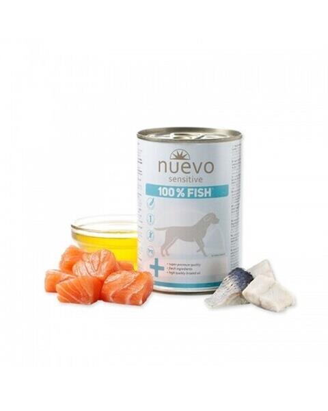 OBC021976-1665142293 NUEVO dog Sensitive 100% Fish bal. 6 x 375 g konzerva – Obrázok 1