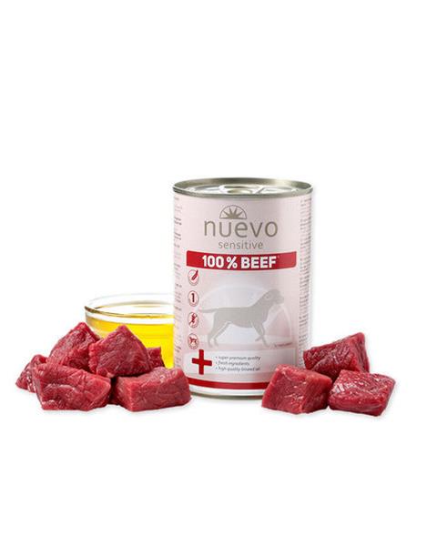 OBC021977-1657620105 NUEVO dog Sensitive 100% Beef bal. 6 x 400 g konzerva – Obrázok 1