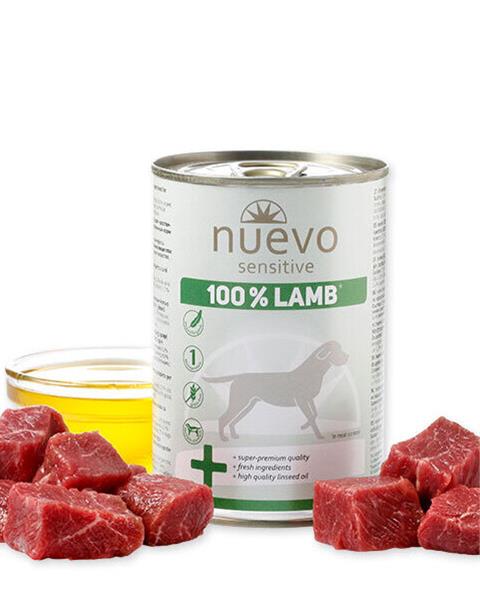 OBC021978-1651052116 NUEVO dog Sensitive 100% Lamb bal. 6 x 400 g konzerva – Obrázok 1