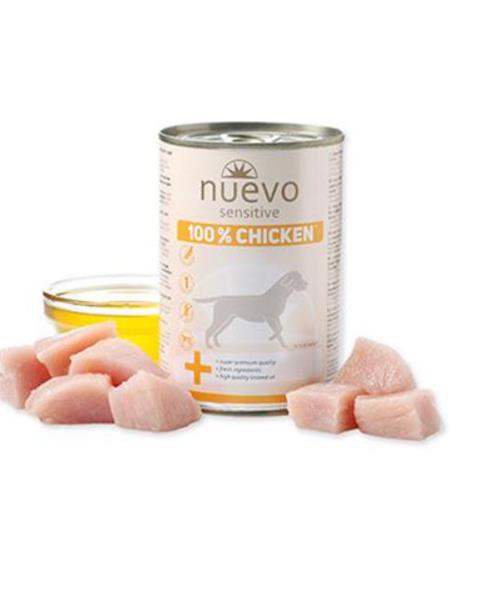 OBC021979-1655200108 NUEVO dog Sensitive 100% Chicken bal. 6 x 400 g konzerva – Obrázok 1