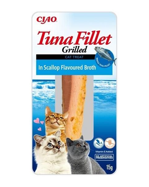 OBC022315-1656492079 Pamlsok Inaba Churu Grilled cat Tuniak vo vývare z hrebenatky 12 ks 180 g – Obrázok 1