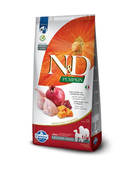 OBC023413-1683795588 Farmina N&D dog PUMPKIN (GF) adult medium & maxi, quail & pomegranate 12 kg – Obrázok 1