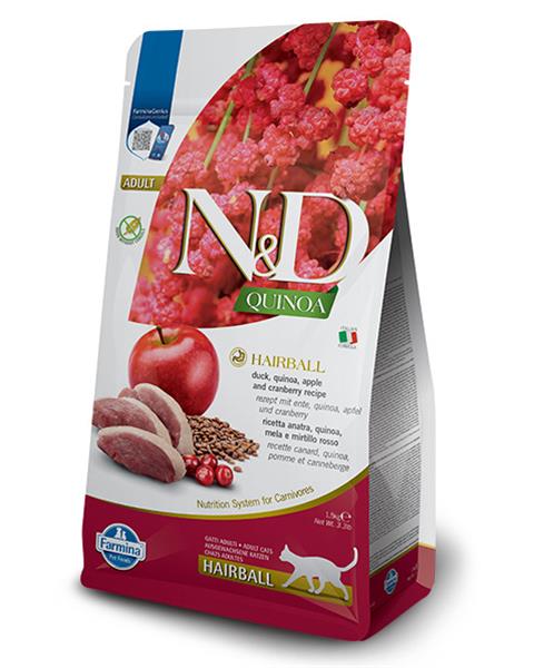 OBC023555-1687423419 Farmina N&D cat QUINOA (GF) adult, hairball 1,5 kg – Obrázok 1
