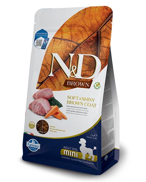 OBC023652-1690978980 Farmina N&D dog BROWN (GF) adult mini, spirulina & carrot, lamb 2 kg – Obrázok 1