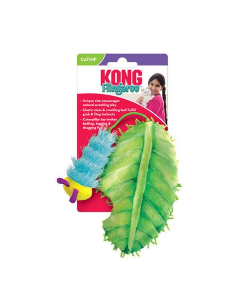 OBC024148-1701888917 Hračka Kong Cat Flingaroo CATerpillar Húsenica s listom, polypropylene – Obrázok 1