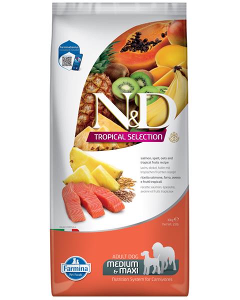 OBC024171-1703061136 Farmina N&D dog TROPICAL SELECTION (AG) adult medium & maxi, salmon 10 kg – Obrázok 1
