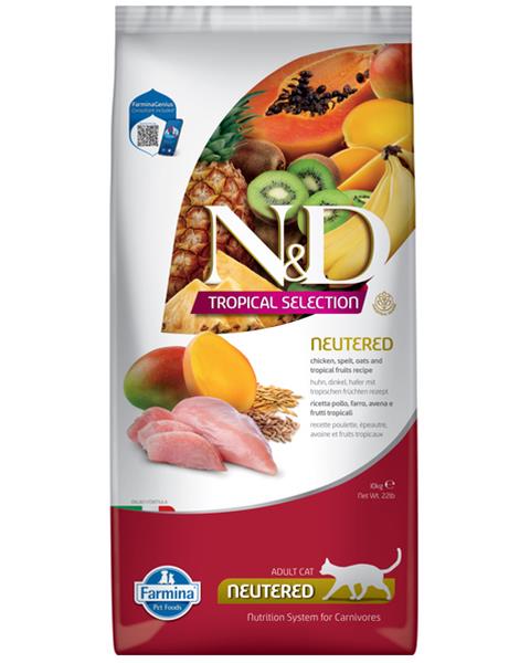 OBC024180-1702991396 Farmina N&D cat TROPICAL SELECTION (AG) adult neutered, chicken 10 kg – Obrázok 1