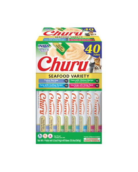 OBC024585-1711094854 Pamlsok Inaba Churu cat Tuniak s morskými plodami 4 príchute 40 túb 560 g – Obrázok 1